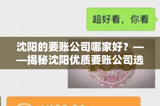 沈阳的要账公司哪家好？——揭秘沈阳优质要账公司选择指南